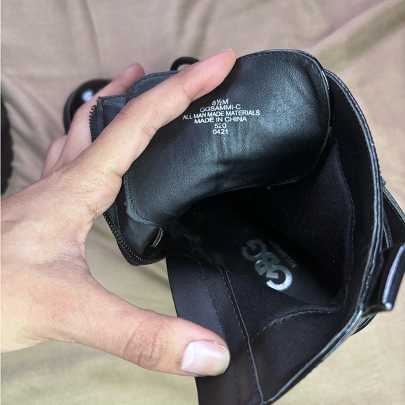 Black GBG Faux Leather Chunky Heel Boots - Picture 16 of 16